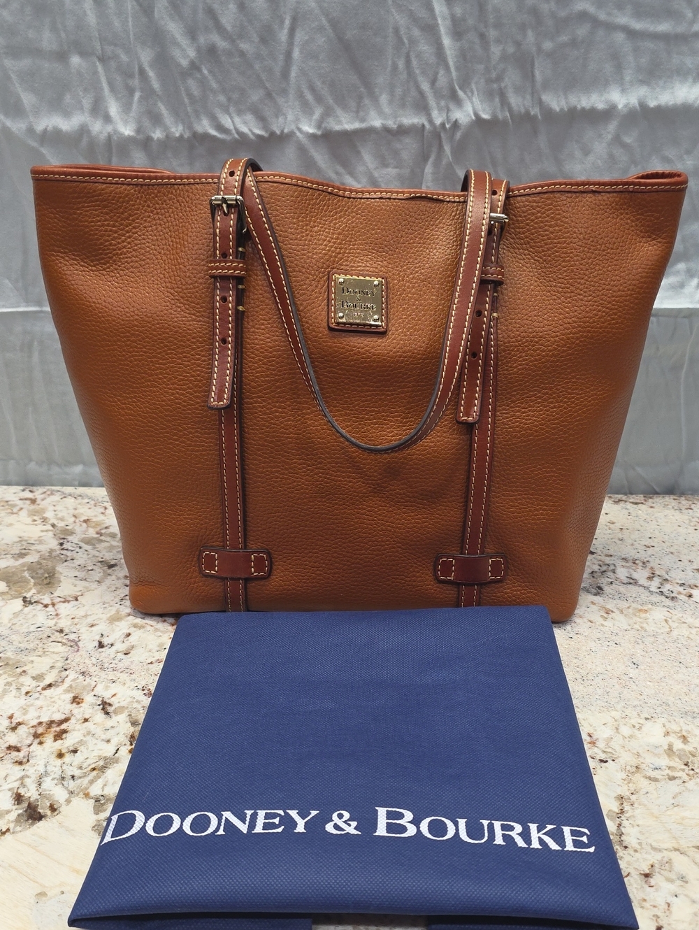 Dooney & Bourke East West Shopper Tote in Caramel Pebble Grain Leather